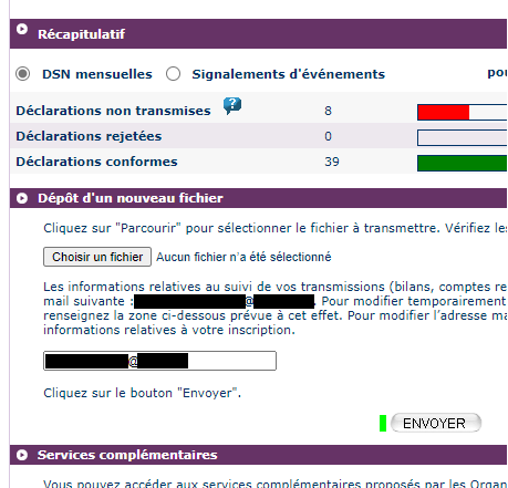 Ecran dépôt Net-entreprises